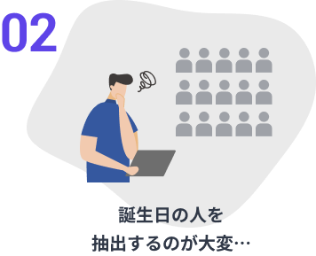 誕生日の人を 抽出するのが大変…