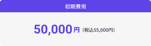 初期費用50,000円（税込55,000円）